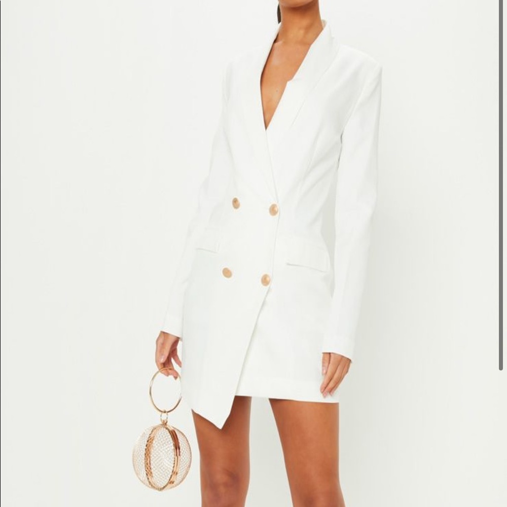PrettyLittleThing White Blazer Dress